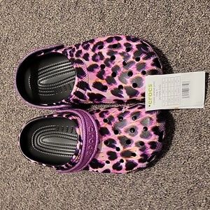 Purple leopard crocs size 3